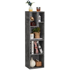 42.2in Bookcase 4 Tier 5 Cube Cupboard Wooden Display Open Bookshelf Morden Unit