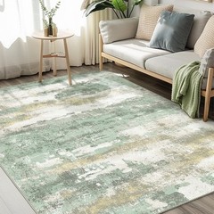 Area Rugs 5×7 for Living Room Bedroom, Modern Abstract Machine 5’x7′ Sage Green