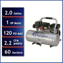 California Air Tools 2010A 1HP 2gal Ultra Quiet & Oil Free Air Compressor New