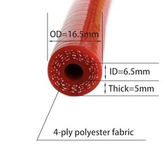 High Temp Reinforced Silicone Heater Tubing Hose 6.5MM (1/4″) X 3.28FT Red