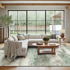 Area Rugs 5×7 for Living Room Bedroom, Modern Abstract Machine 5’x7′ Sage Green