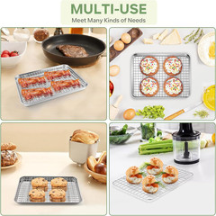 Toaster Oven Pan with Rack Set, 9’’ x 7’’ x 1’’ Stainless Steel Compact Toaster