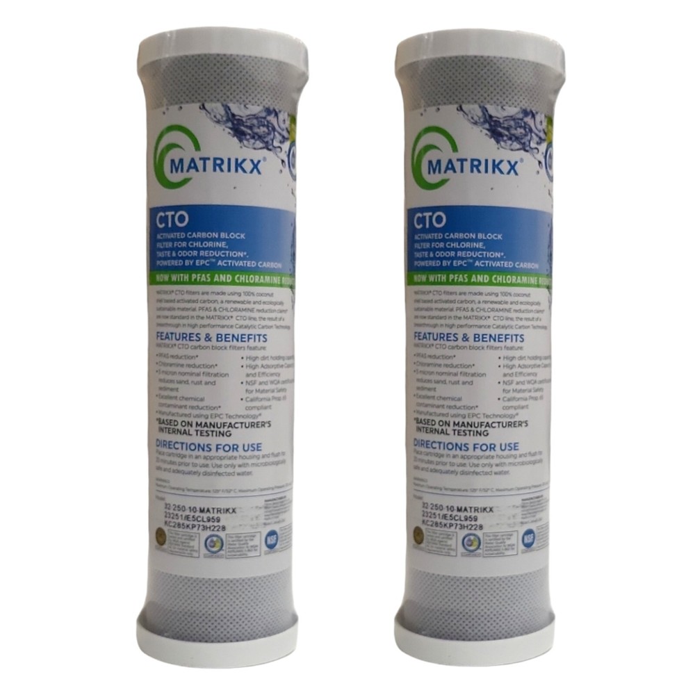 Matrikx 32-250-10-MATRIKX (2 PACK) CTO 5-Micron 2.5″ X 10″ Chlorine/Taste/Odor