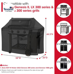 58 Inch Grill Cover for Weber Genesis II, LX 300 Series and Genesis 300 Series G