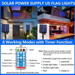 Solar American Flag Lights Outdoor,420 Leds American Flag Net Lights 6.5Ft X 3.2
