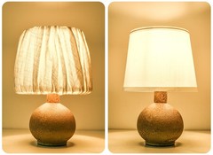 Brown Antique Ceramics Table Lamp 15.5IN Small Desk Lamp with Pleated Lampsha…