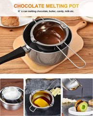 Stainless Steel Double Boiler Pot for Melting Chocolate, 480ML, Silver Handle