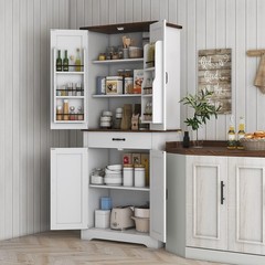 HOMCOM 71″ Farmhouse Pantry Cabinet w/ Drawer White, Refurbished
