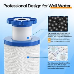 PUREPLUS 1-Stage Whole House Water Filter,with Universal Housin,for Well Water