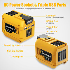 250W Power Inverter For Dewalt Battery 20V 110V 3 USB Outlet Portable Camping