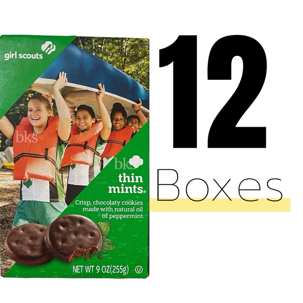 12 Boxes Girl Scouts Thin Mints Cookies Chocolate Fudge Case Snacks Wow!