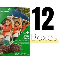 12 Boxes Girl Scouts Thin Mints Cookies Chocolate Fudge Case Snacks Wow!