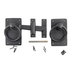 Door Lock Latch 6.5 in. Black Wrought Iron Gate Latch Garage Barn Door Lock w…
