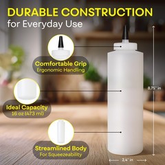 Squeeze Bottles 16 OZ Wide Neck, Empty Squirt Bottles – Removable – 2 PACK