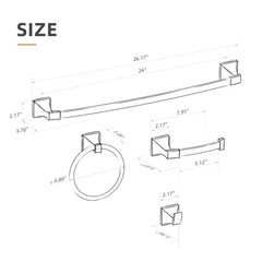 4 Pieces Matte Black Bathroom Hardware Accessories Set 24 Inch Towel Bar Towel