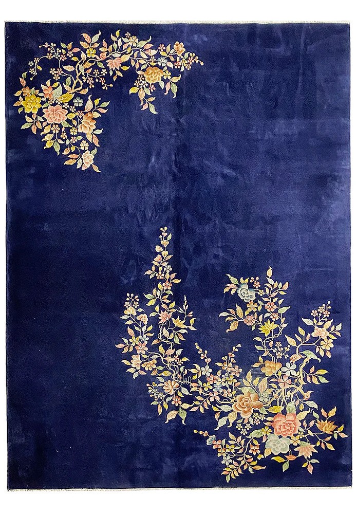 8.11 x 11.9 ART DECO Chinese Rug ROYAL BLUE#F-6877
