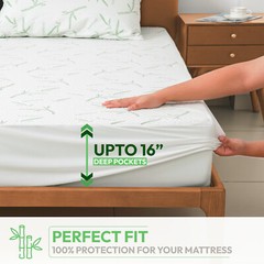 Bamboo Mattress Protector Deep Pocket Waterproof Breathable Fitted Bed Cover