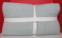 Pottery Barn Belgian Flax Linen Handcrafted Quilt King/Cal.King Mineral Blue NWT