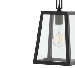 Glendale 6.75 in. 1-Light Black/Clear Outdoor LED Pendant Farmhouse Open Box