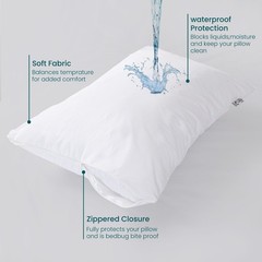 4 Pack of Pillow Protectors With Zipper Queen Size Effective Dust Protector