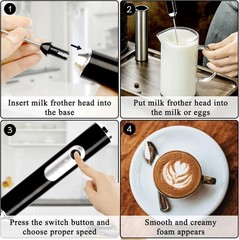 3in 1 Handheld Electric Whisk Mixer,Rechargeable 3 Speed Milk Frother Egg Beater