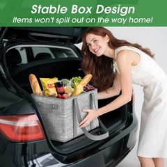 Collapsible Reusable Grocery Bags Heavy-Duty Shopping Tote Box Reinforced Handle