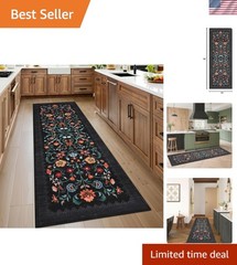 2.5×8 Floral Boho Runner Rug – Machine Washable & Non-Slip, Perfect for Hallways
