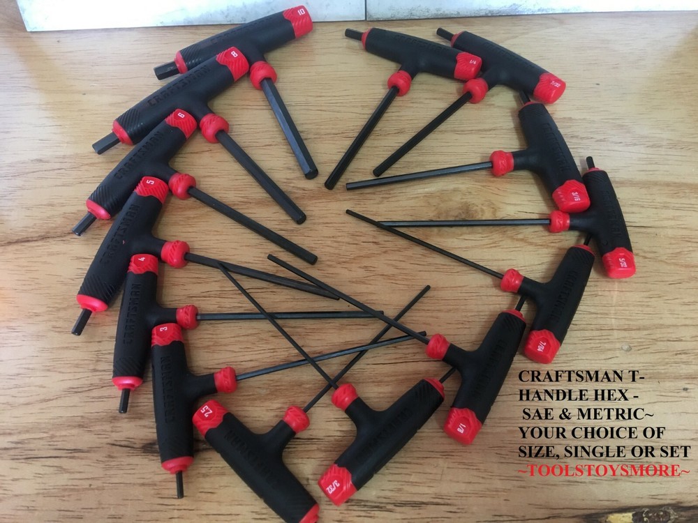 NEW CRAFTSMAN T-THROUGH HANDLE HEX KEY ALLEN SAE / METRIC CHOICE OF SIZE OR SET