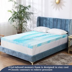 Beddle Gel Memory Foam Mattress Topper, Full Size, 2 inch, for Pressure Relief