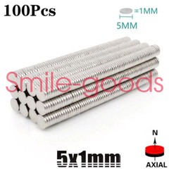 100 Neodymium Magnets Round Disc N35 Super Strong Rare Earth 5mm X 1mm Lot USA