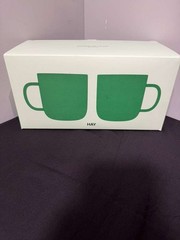HAY Borosilicate Handmade Glass Mugs Set of 2 Jade Green/Yellow 11.75oz Coffee C