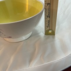 Rae Dunn 5.5″ x 3″ Footed Bowl “ i Believe in Celebrating” White & Yellow Gift