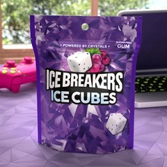 ICE CUBES Arctic Grape Sugar-Free Chewing Gum – 8.11oz Pouch with 100 Pieces
