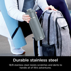 Ninja Thirsti 24 oz Travel Water Bottle, Stainless Steel, Leak Proof, 24 Hours C