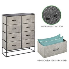 mDesign Wide Modern 8-Drawer Dresser Storage Unit Black/Graphite Gray