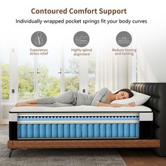 10/12/14 Inch Gel Memory Foam Hybrid Spring Mattress in Box Twin Full Queen King