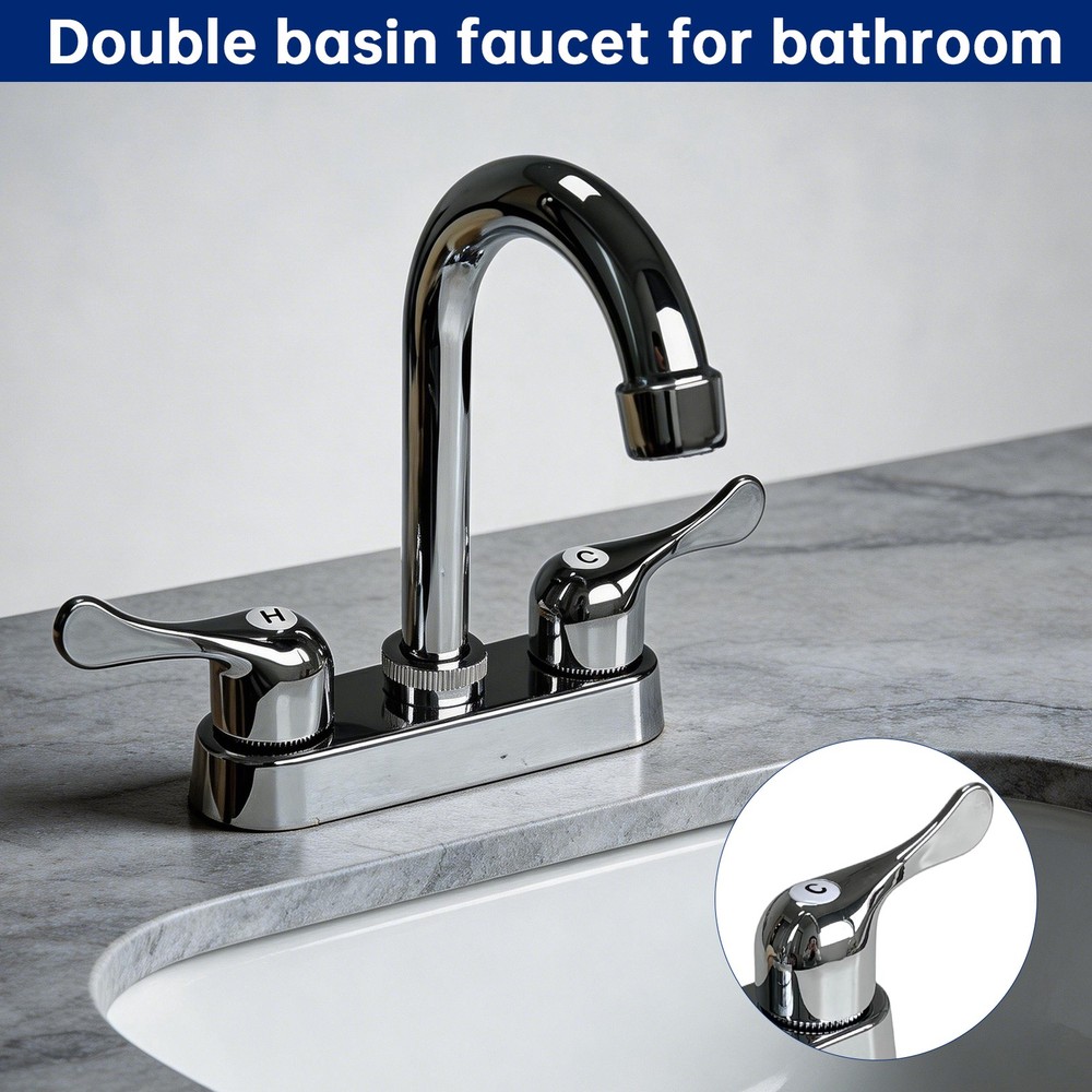 4inch Basin Sink Faucet Plastic Mixer Tap Bathroom RV Sink Faucet Dual Handles