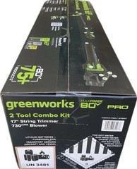 Greenworks 80v Max Power Pro Combo Kit 730CFM Blower and 17” String Trimmer