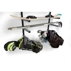 BORA 24.25 in. H x 72 in. W x 12.5 in. D Black/Gray 4-Level Garage Wall Rack