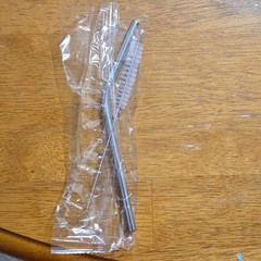 Metal straw and Bottle Brush Cleaning Tool, Silver, Reusable, Less Than 10 in