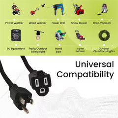 50 Ft. 16/3 SJTW Outdoor Extension Cord – Black