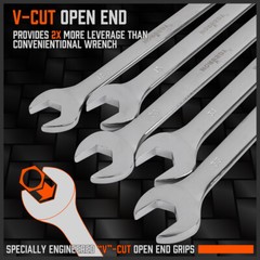 15PC Combination Spanner Wrench Ring Open Ended 8-22mm Metric 12 Point “V” Notch