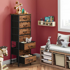 Tall Dresser for Bedroom, Storage Dresser Organizer with 7 Fabric Drawers, Night