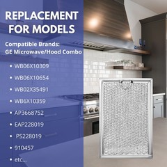 Microwave Grease Air filter replaces GE HotPoint Range WB06X10309, 4 Filters