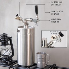Stainless Steel 128oz Mini Keg with Updated CO2 Regulator – Fresh Beer Anytime