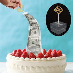 Money Pull Out Kit Birthday Box Happy Cake Topper 20 Transparent Bag Pockets