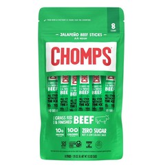 Chomps Grass-Fed and Finished Jalapeño Beef Jerky Meat Snack