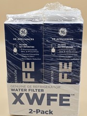 Qty 2 GE XWFE Refrigerator Water Filter, Genuine Replacement Filter Cert. to Red