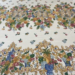 Renaissance-style Rectangular TABLECLOTH SCROLL & FRUITS 60x 78”