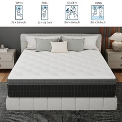 10/12/14 Inch Gel Memory Foam Hybrid Spring Mattress Twin Full Queen King In Box